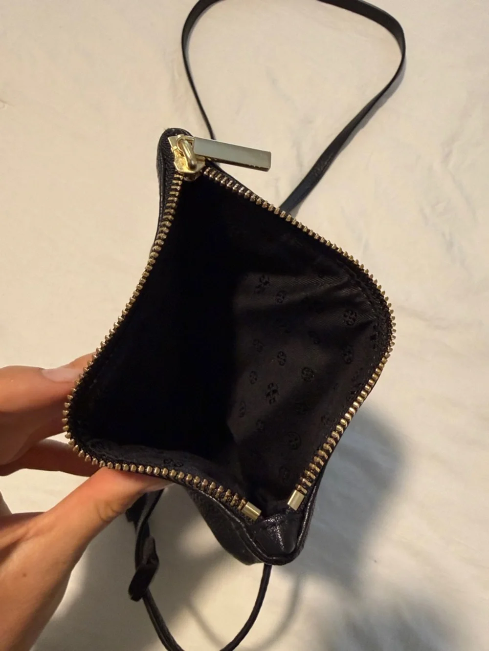 Tory Burch Black Pebbled Leather Crossbody with Tassel
